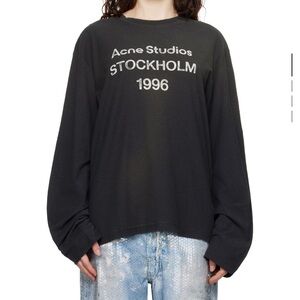 Acne Black Graphic Long Sleeve Top
